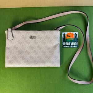 Guess Est 1981 Collection Noelle Crossbody 3 comparment bag Biege Logo Poly
